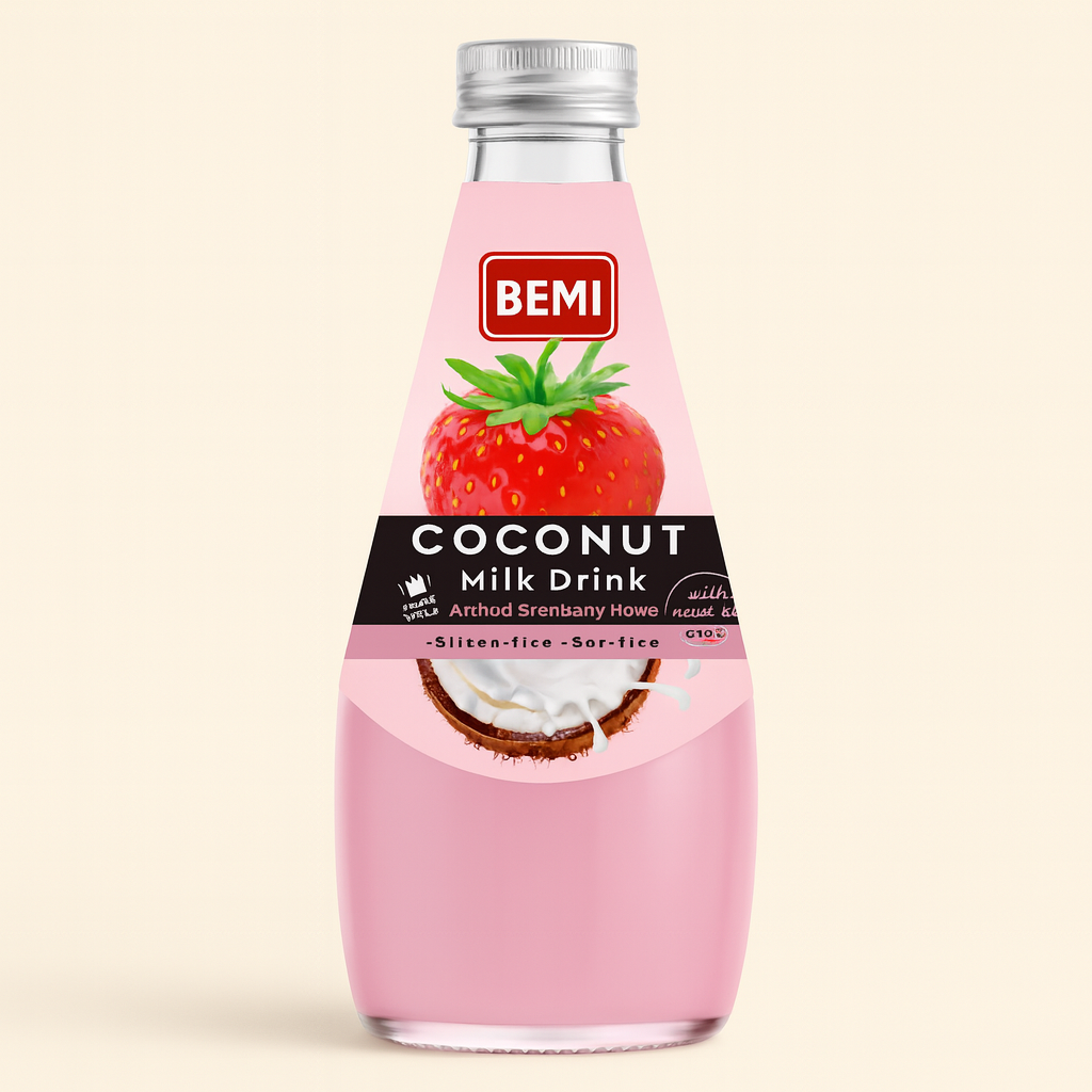 image BEMI Coconut Juice with Nata de Coco Strawberry